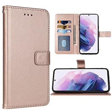 Imagem de Capa carteira compatível com Samsung Galaxy S22 Plus 5G e alça de pulso e suporte de cartão flip de couro para celular Gaxaly S22+5G Galaxies S22plus 22S + S 22 22+ G5 mulheres homens ouro rosa