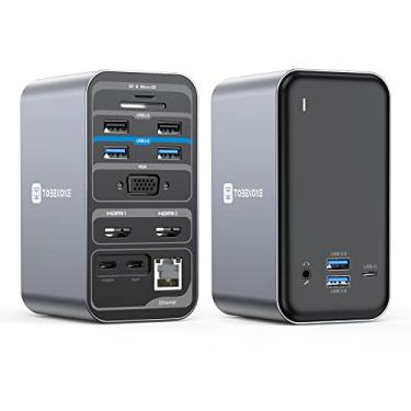 Imagem de Estação de ancoragem TobenONE para laptop USB C, 15 em 1 com HDMI duplo, fonte de alimentação de 65 W, VGA, 4 USB 3.0, 2 USB 2.0, SD/TF, Ethernet e áudio/microfone para Lenovo, HP, Dell, Surface