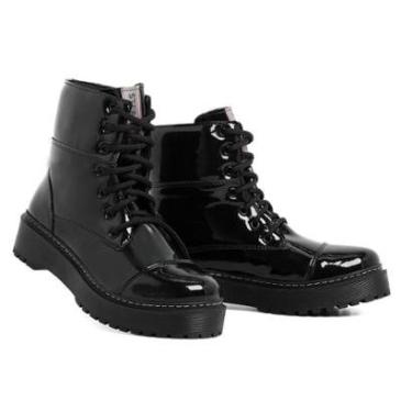 Imagem de Bota Coturno Feminino Verniz Cadarço Tratorado Conforto-Feminino