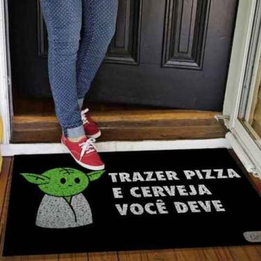 Imagem de Capacho Mestre Yoda Trazer Pizza Você Deve - 60 X 40cm - Zap Tapetes