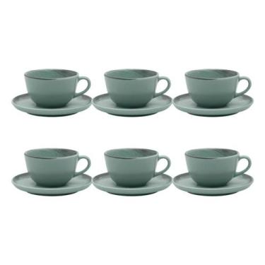 Imagem de Jogo De 6 Xícaras De Porcelana Com Pires 200ml Café Chá Oxford Pacífic
