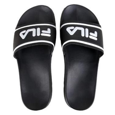 Imagem de Chinelo Slide Fila Drifter Stripes Masculino - Preto e Prata, 39