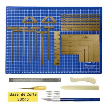 Imagem de Kit Base De Corte A3 Placa 45x30 Kit Scrapbook Com Réguas Gabaritos Wi