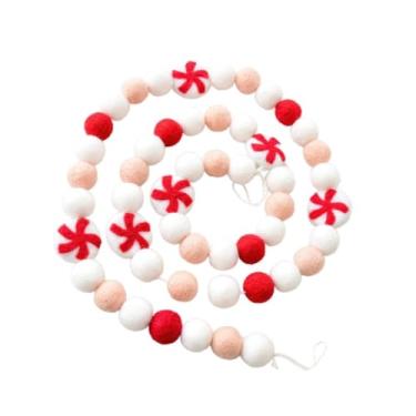 Imagem de IEUDNS Guirlanda de Natal com Pompom, Bola de Feltro de Lã, Decoração para Casa, Guirlanda de Pompom, Decoração para Férias, Restaurante, Fazenda