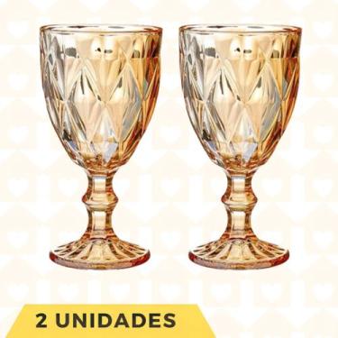 Imagem de Kit 2 Peças Copo Taças Vidro 330ML Diamond Ambar  - Class Home, Ambar 