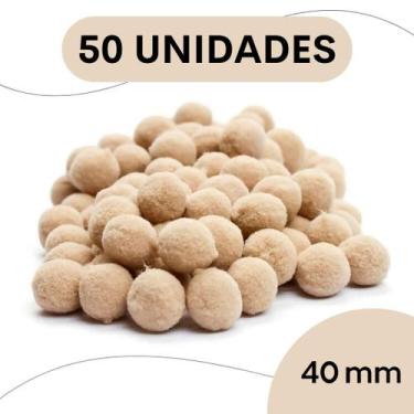 Imagem de Pompom Bege Areia - 40Mm Pacote Com 50 Unidades - Nybc