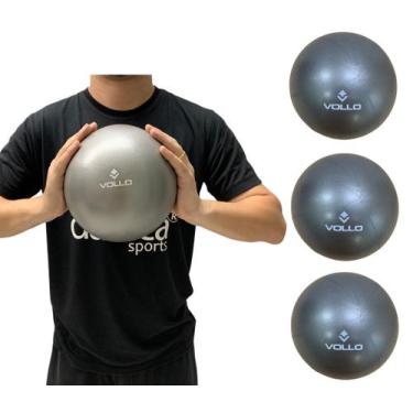 Imagem de Kit 3 Mini Bolas de Exercícios Overball 25cm VP1082 Vollo Sports Cinza