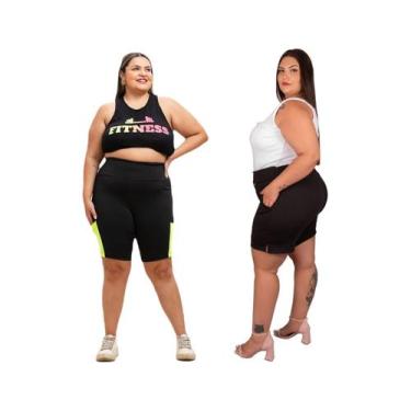 Imagem de Bermuda Plus Size Feminina Malha Crepe Elasticidade E Short Academia L