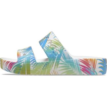 Imagem de Crocs Tamanco plataforma feminino Baya, Branco/Multi, 33