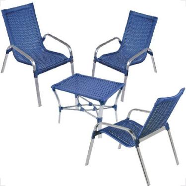Imagem de Conjunto 3 Cadeiras e Mesa de Centro Alumínio Para Área Externa Fortal