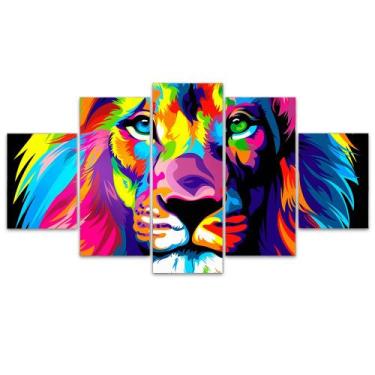 Imagem de Quadro Decorativo em Mosaico MDF Leão Colorido 115x60cm - EMPIRE GAMER