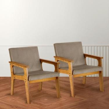 Imagem de Conjunto Kit 2 Poltronas Cadeiras Madeira Conforto Sala Decorativa Var