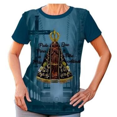 Imagem de Camiseta Baby Look Nossa Senhora Aparecida Azul Malha Fria - FC Moda C