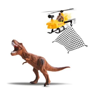 Imagem de DinoPark Hunter Resgate Dinossauro Rex Helicóptero Articulad - kidsbeh