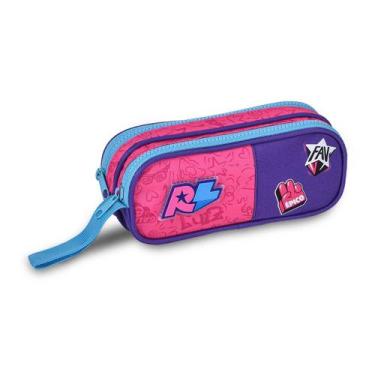Imagem de Estojo Amplo Juvenil Escolar 2 Compartimentos Rafa e Luiz, Roxo