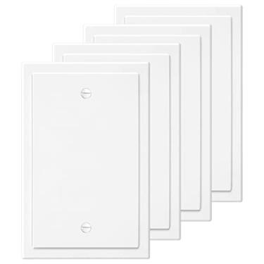 Imagem de Placa de parede decorativa de borda moderna de 1 gangue para interruptores de luz, interruptor inteligente, GFCI, reguladores, receptáculo, tomada USB (pacote com 4, peça única)