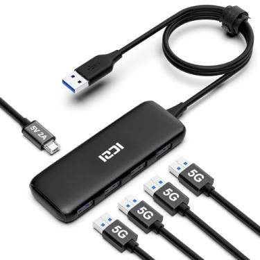 Imagem de ICZI Hub USB divisor de dados de 4 portas com vários dongle USB com cabo estendido de 1,2 m para MacBook, Mac mini, iMac, Surface Pro, XPS