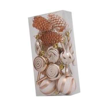 Imagem de menolana 15Pcs Enfeites de Natal Pendurados Pingentes Pendurados Criativo Decoração de Casa Artesanato DIY Conjunto de Bolas de Árvore de Natal para Festa de, Laranja Claro