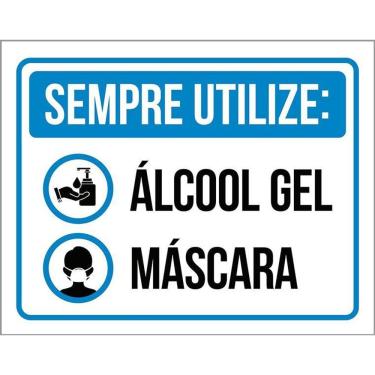 Imagem de Placa De Higiene Sempre Utilize Álcool Gel Máscara 36X46