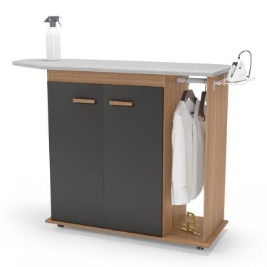 Imagem de Tábua De Passar Roupa Top 02 Portas Com Suporte Para Ferro E Cabideiro Freijó Grafite - Desk Design