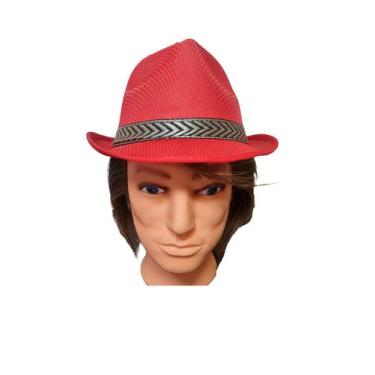 Imagem de Chapéu estilo panamá vermelho de tecido aba curta Adulto - Lynx produç