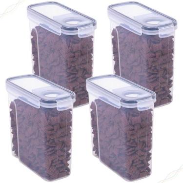 Imagem de Kit 4 Potes Dispenser Cereais Feijão Sementes Ração Grãos 2,5l - House