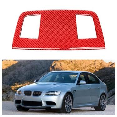 Imagem de IKUESM Compatível com BMW Série 3 E90 2005-2012 Acessórios para carro Painel de instrumentos de carro de fibra de carbono Ar condicionado Saída de ar Adesivos de cobertura(RED)
