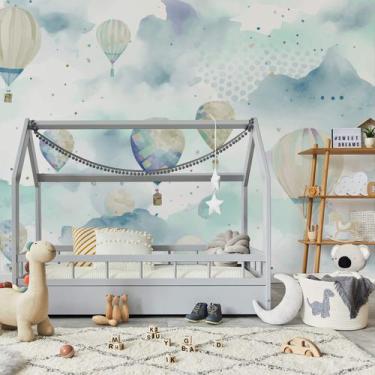 Imagem de Papel de Parede Quarto Menino Balões Azul Aquarela 9m² - Quartinhos