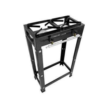 Imagem de Fogão Industrial 2 Bocas 20x20 Jr Alta Pressão Preto C/ Mangueira - LU