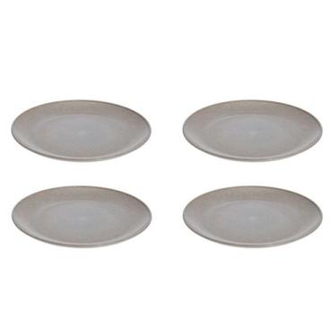 Imagem de 4 UN Prato Lanche Sobremesa Redondo Resistente 20cm Cinza - EVO