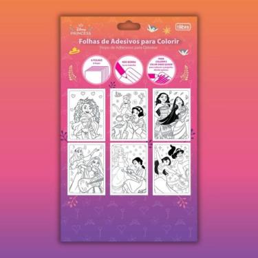 Imagem de Folhas de Adesivos para Colorir Tilibra Disney Princesas