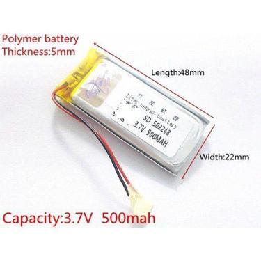 Imagem de 502248 3,7v 2 Fios 500mah 5mmx 22mmx 48mm Recarregavel - KMIG