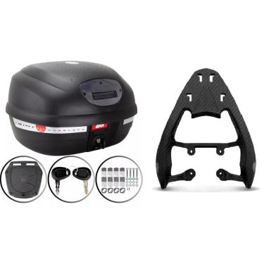 Imagem de BAÚ MOTO 33L MONOLOCK GIVI E-33NT + BAGAGEIRO SCAM Cg 125 Cg 150 Cg 160 Fan Start Scam Fiber Force