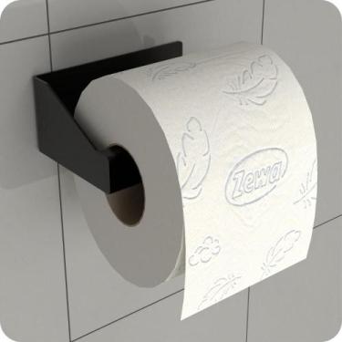 Imagem de Porta Papel Higiênico Adesivo Colar Na Parede Preto DF - HomeDecor
