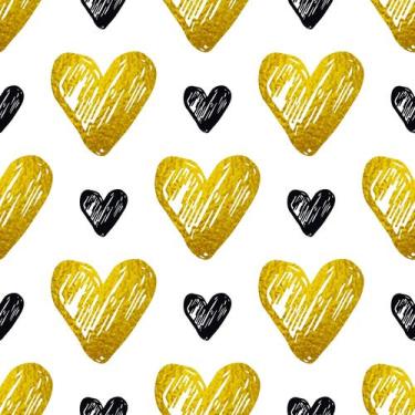 Imagem de Papel De Parede Adesivo Coração Dourado E Preto Quarto 12m - DELIQUADR