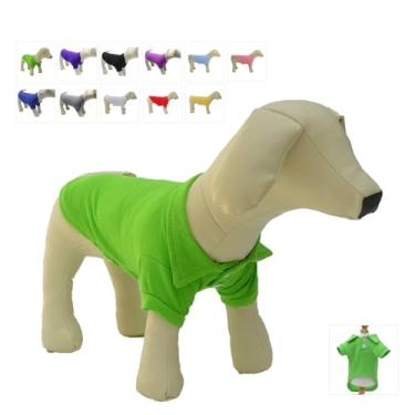 Imagem de lovelonglong Camisas polo básicas para cães de algodão premium, camisetas polo para cães grandes, médios e pequenos com coleira de dois botões, cor branca, verde, GG
