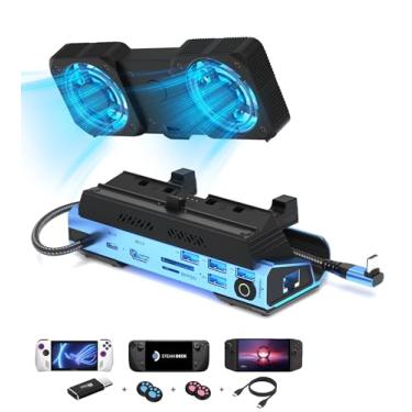Imagem de Estação de Docking 13 em 1 para Legion Go/ROG Ally/Steam Deck, com desmont., 2 vent. resf. Steam, 4K@60Hz, 4 USB, carreg. PD 100W, Eth. Gigaabit, compatível Steam Deck.