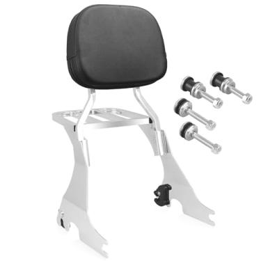 Imagem de NOVALLA Encosto de passageiro destacável Sissy Bar com bagageiro e kits de ferragens de ancoragem apto para Harley Davidson Sportster XL 883 1200 2004-2023 (cromado)