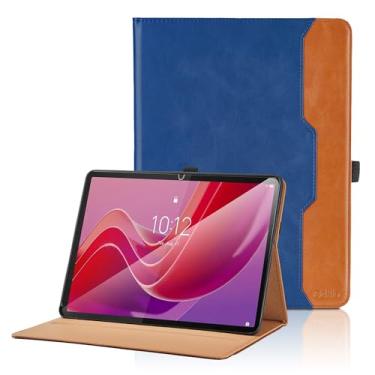 Imagem de Capa para Lenovo Tab M11 11 polegadas 2024(TB-330FU/TB-331FC) - Capa fólio de couro PU com alça de mão e bolso, capa para tablet inteligente despertar/hibernar automaticamente, azul