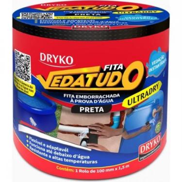 Imagem de Super Fita Veda Tudo Dryko Preta 100Mm X 1,5M Ultradry, Preto