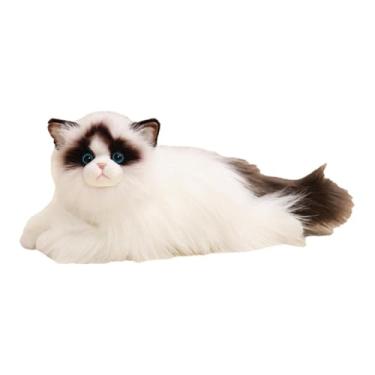 Imagem de MERIGLARE Gato de pelúcia realista dos desenhos animados decoração do quarto gatinho figuras brinquedo animal de pelúcia para o bebê festa favor meninos meninas