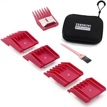 Imagem de 4 tamanhos Professional Universal Animal Clipper substituição acessório guia pentes 1/20.3 cm 1/10.2 cm 3/20.3 cm 1/5.1 cm compatível com Oster A5 Style Classic 76 Andis AG, BG Wahl KM Series Pet