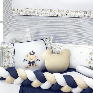 Imagem de Kit Jogo Berço Ursinho Teddy Principe Bordado 11 Peças Kit - Jm Enxova