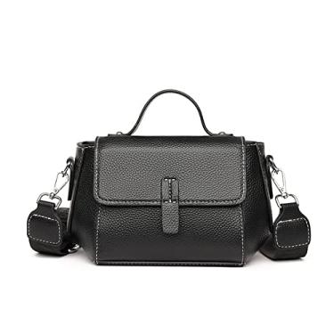 Imagem de Bolsa tiracolo luxuosa para mulheres Bolsa de couro macio Bolsas carteiro para mulheres Bolsa feminina(Black)