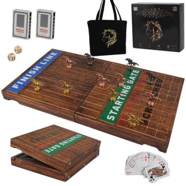 Imagem de Jogo de tabuleiro Grhonior Wooden Finish Line Horse Racing com cavalos