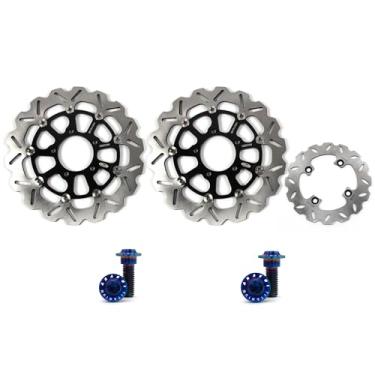 Imagem de Discos de freio dianteiros e traseiros flutuantes com parafusos de montagem para Kawasaki Ninja ZX6R ZX636 2013-2016 ZX-6R ABS 2013-2021, ZX10R 2008-2015 ZX-10R ABS 2011-2015, peças de acessórios para