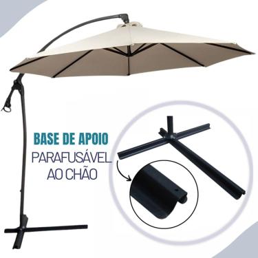 Imagem de Ombrelone Lateral Importway 3 Metros p/ Casa Praia, Hotel, Piscina Em Alumínio c/ Base de Contrapeso ou Aparafusável