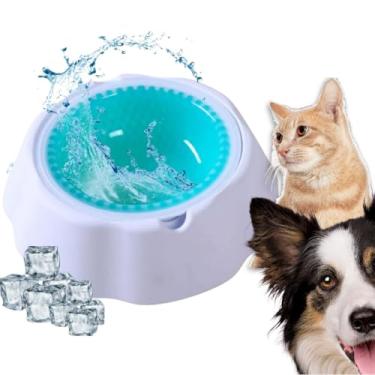 Imagem de Tigela Gelada Gel Bebedouro Pet 500ml Verao Agua Gelada Animais Cachorro Gato Pote Removivel