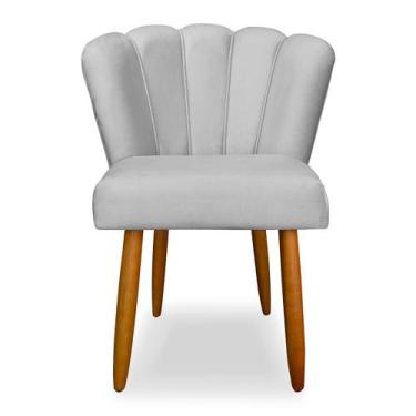 Imagem de Cadeira de Jantar Pétala Estofada Pés Palito Veludo Cinza - Montanaris