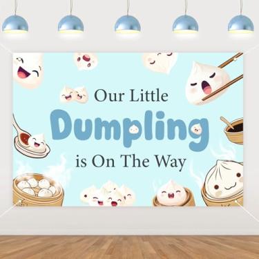 Imagem de Funmemoir Decorações de chá de bebê Little Dumpling - Our Little Dumpling is on the Way Pano de fundo de fotografia de 1,5 x 0,9 m, dumpling comida chinesa chá de bebê revelação de gênero